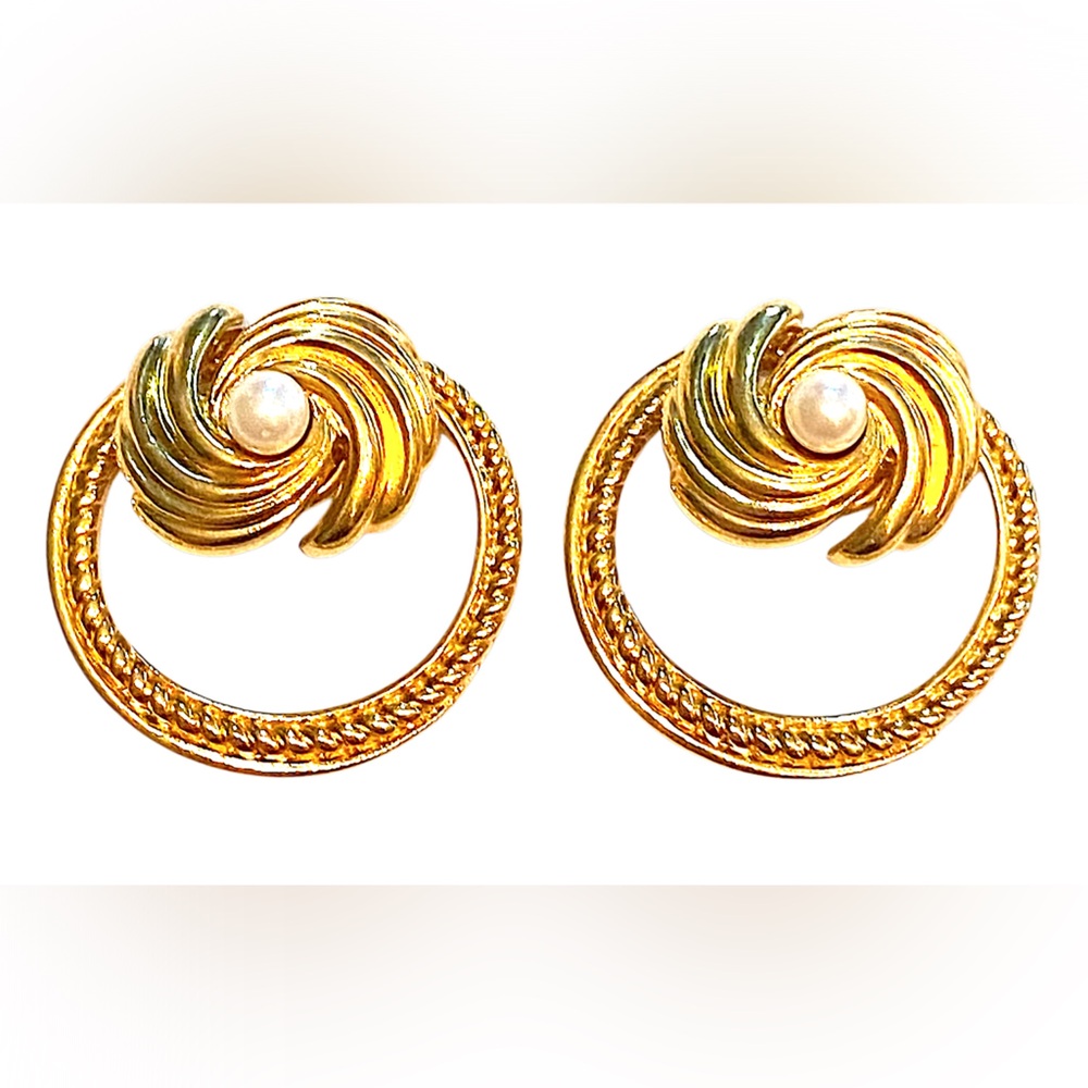 AVON Vintage Interchangeable Earrings Gold Pearl